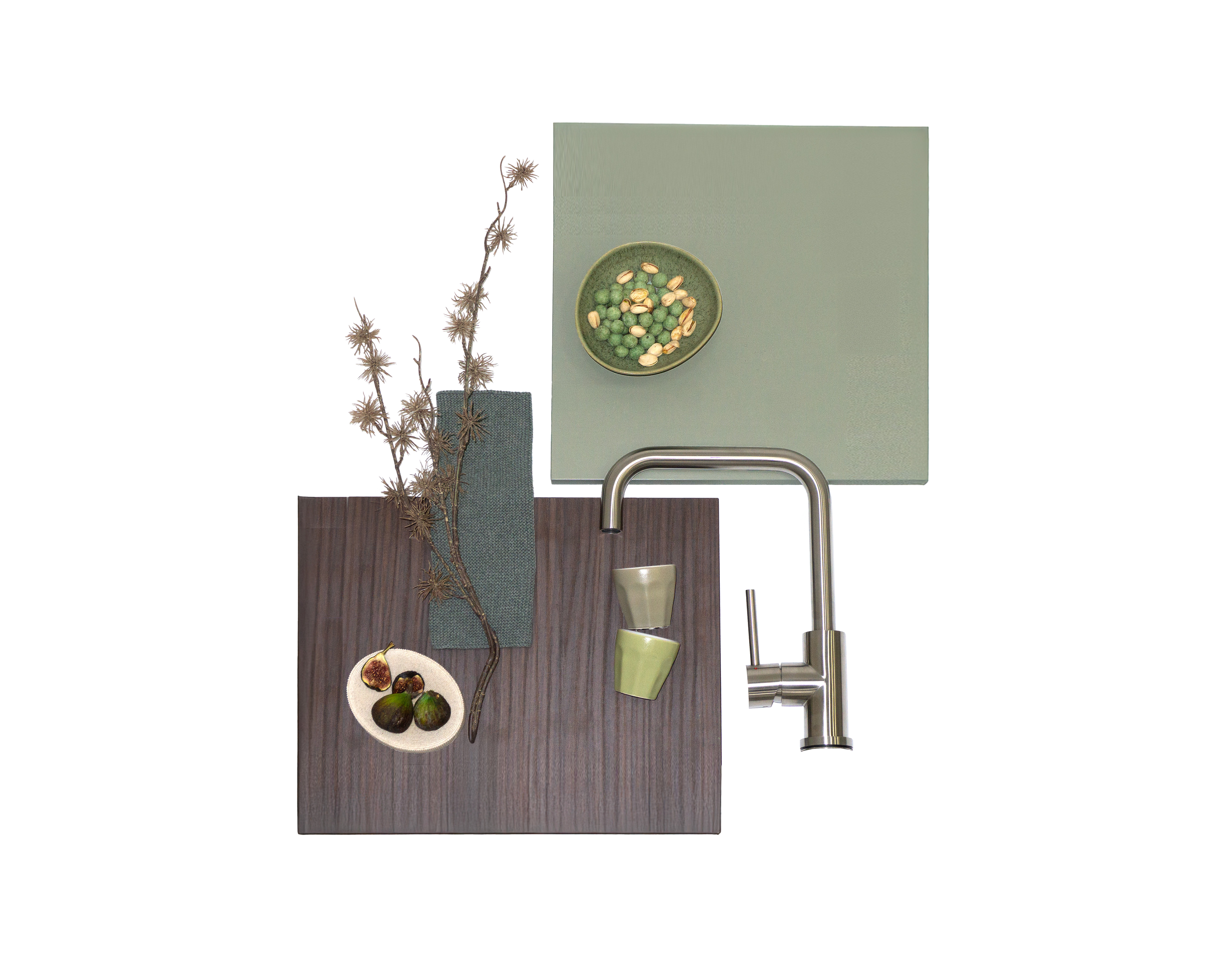 Moodboard met groene accenten